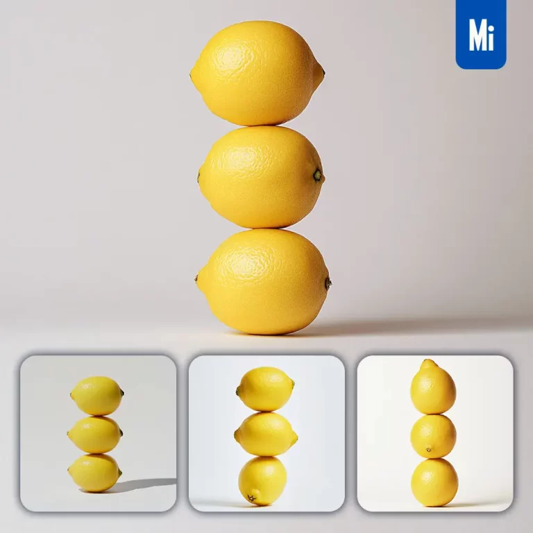 midjourney prompt lemon connected fruits stack photography