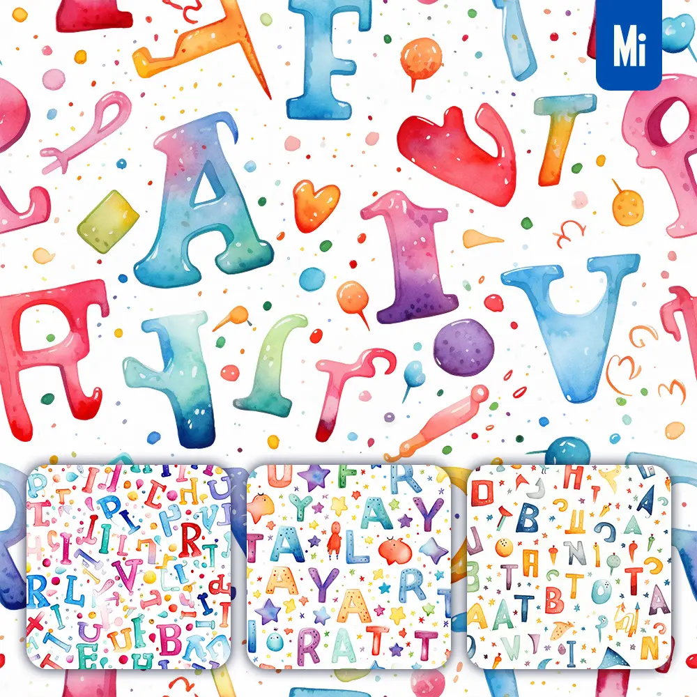 midjourney prompt letter cute painting watercolor ink drawing pattern