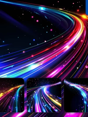 Midjourney Prompt Light Trails Lines Track Road Effect Speed Colorful Abstract Wallpaper Background