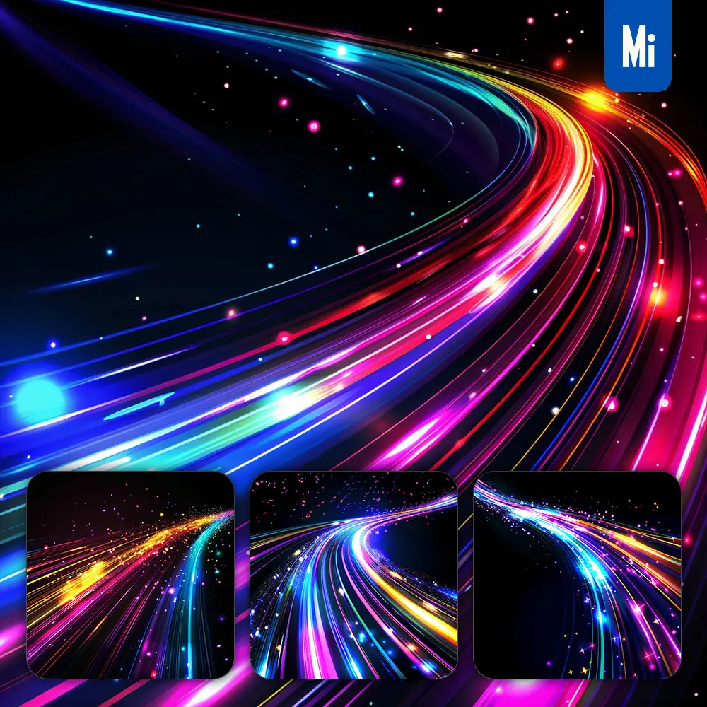 midjourney prompt light trails lines track road effect speed curve colorful abstract wallpaper background