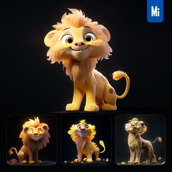 Midjourney Prompt Lion Cute Robe 3d Cartoon Ip Character C4d Animation