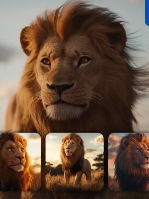 Midjourney Prompt Lion Vigilant Cineframe Close Up Photography