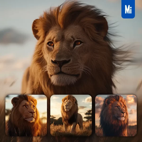 Midjourney Prompt Lion Vigilant Cineframe Close Up Photography