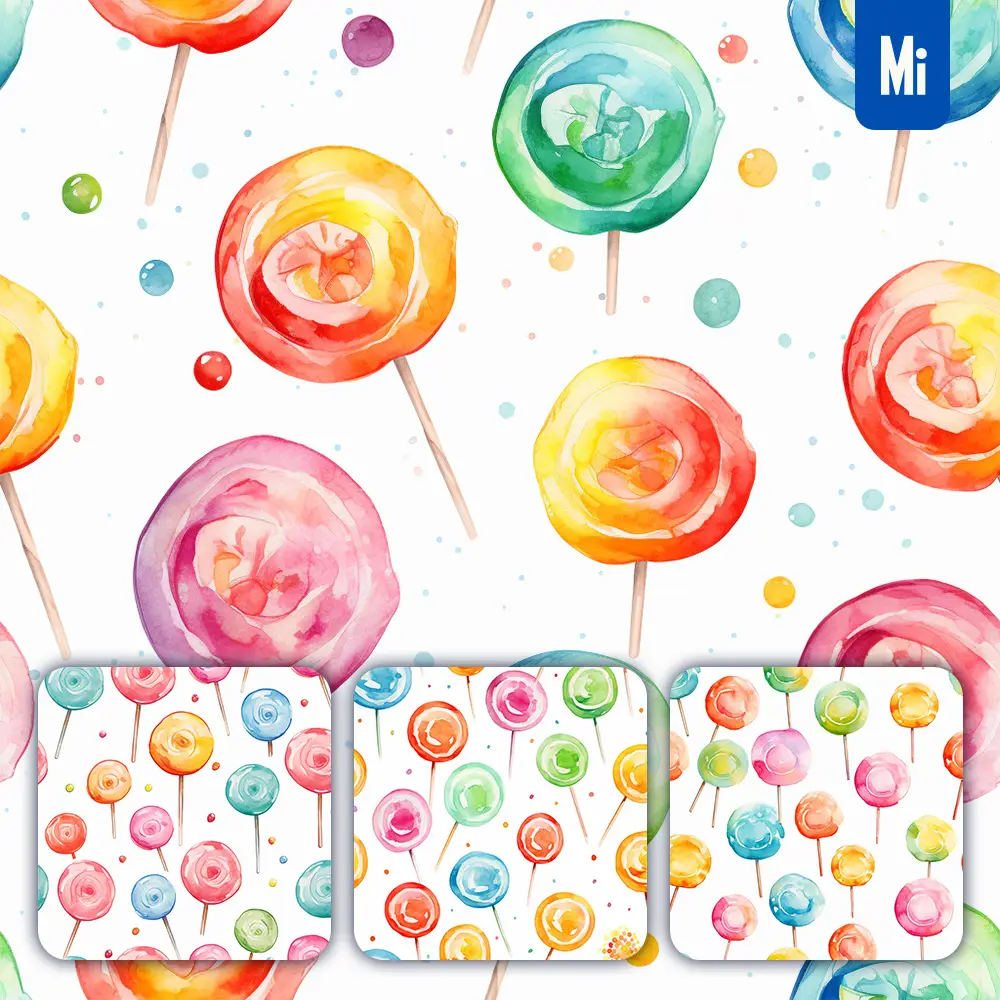Midjourney Prompt Lollipop Cute Painting Watercolor Ink Drawing Pattern
