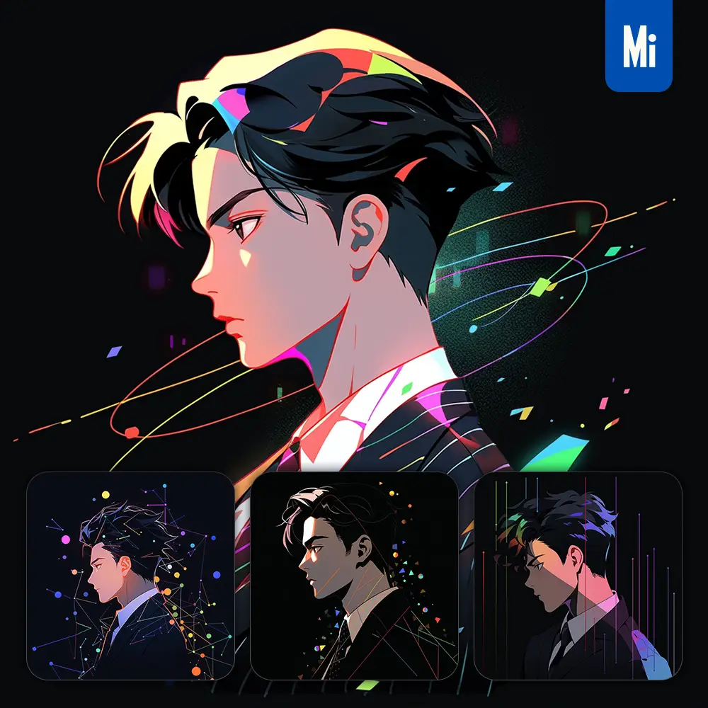 midjourney prompt man executive politician side lawyer boy cartoon Japanese animation portrait vector illustration art colorful