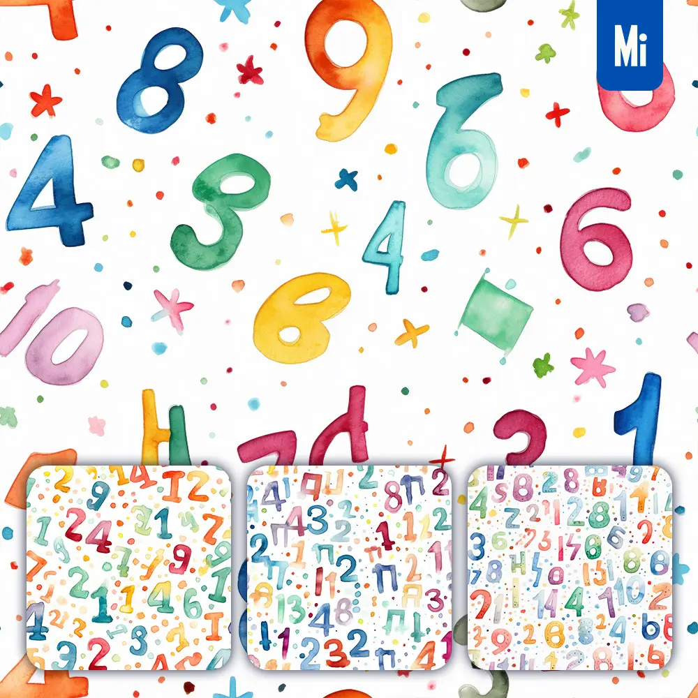 Midjourney Prompt Number Cute Painting Watercolor Ink Drawing Pattern