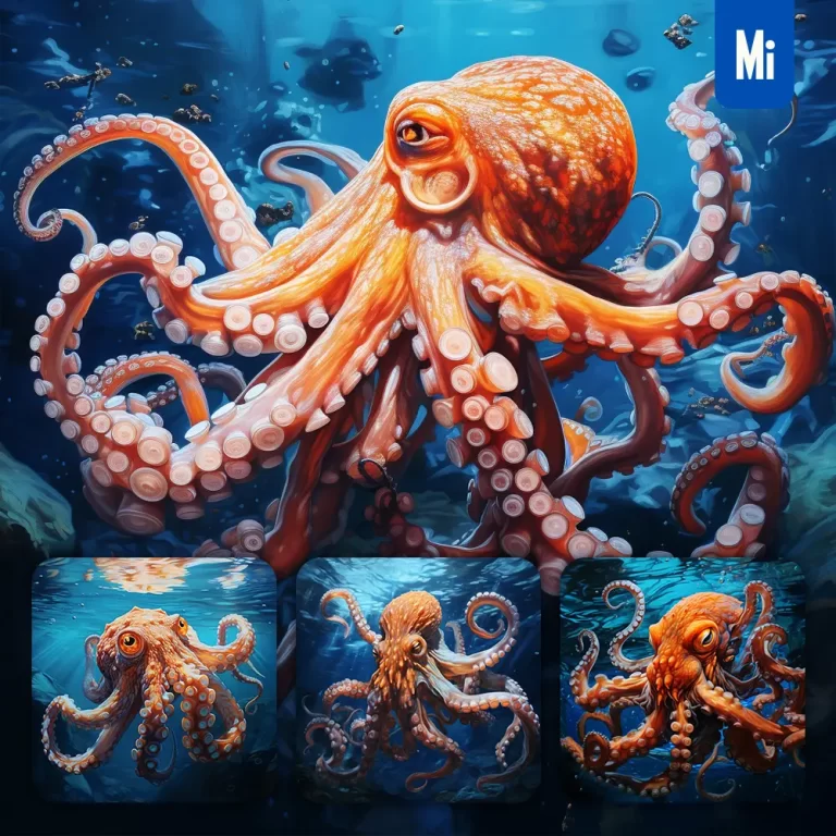 midjourney prompt octopus ocean swimming underwater sea face oil painting