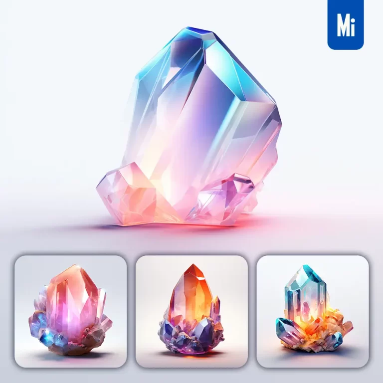 midjourney prompt ore icon UI design C4D glass 3D model