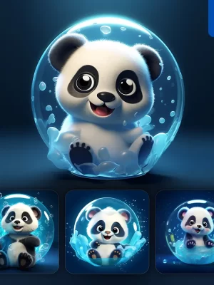 Midjourney Prompt Panda Bubble Water Underwater Cute Cartoon 3d