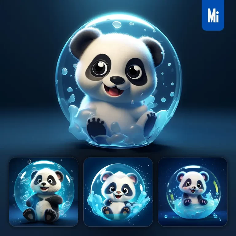 midjourney prompt panda bubble water underwater cute cartoon 3D