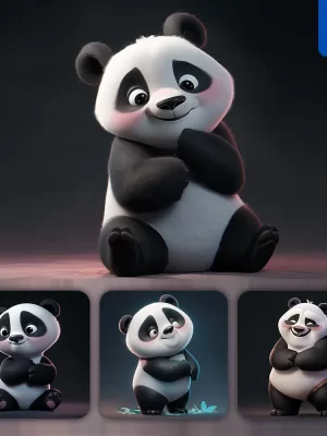 Midjourney Prompt Panda Cute 3d Cartoon Ip Character C4d Animation