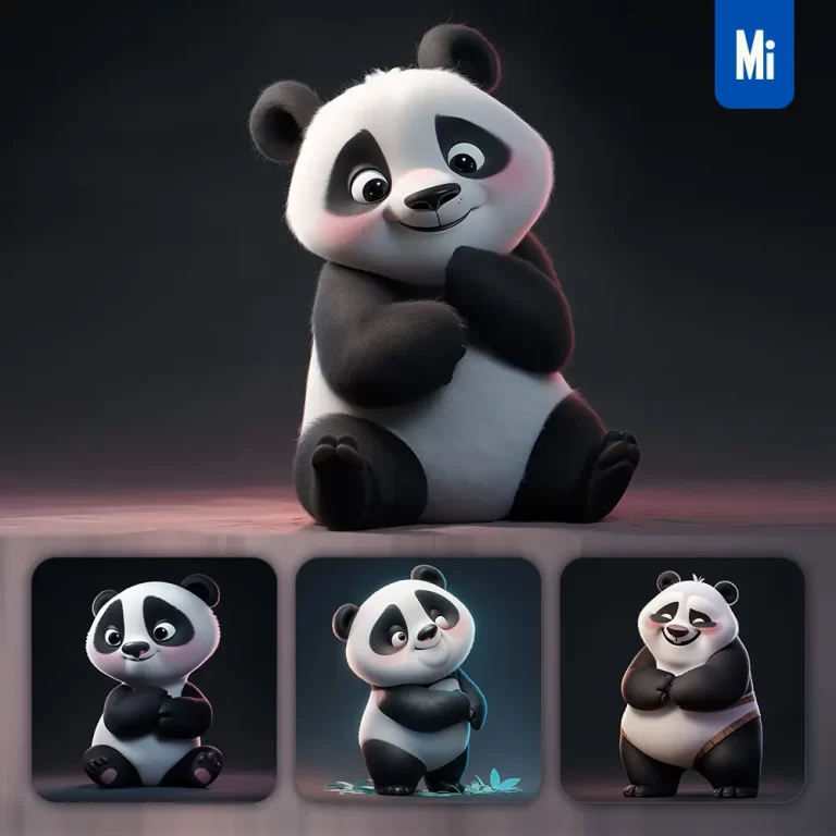 midjourney prompt panda cute 3D cartoon IP character C4D animation