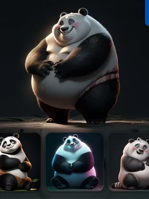 Midjourney Prompt Panda Fat Cute 3d Cartoon Ip Character C4d Animation