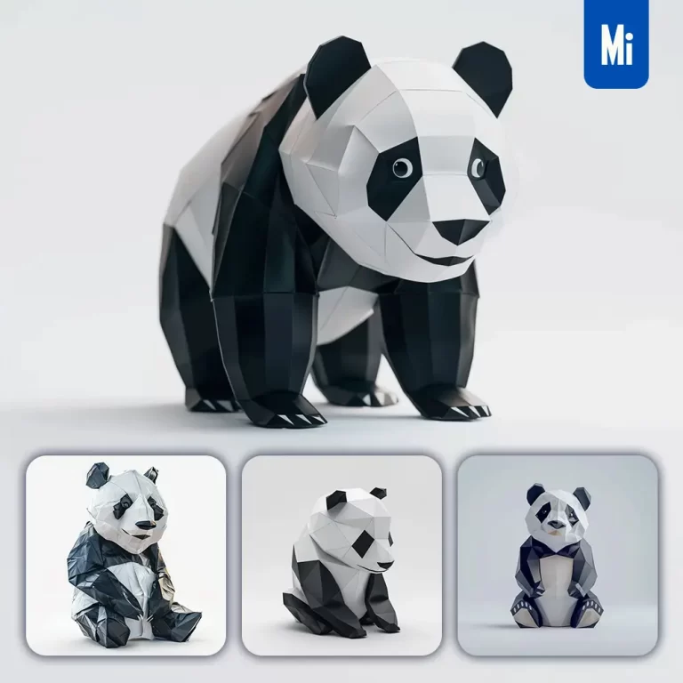 midjourney prompt panda paper folding origami art