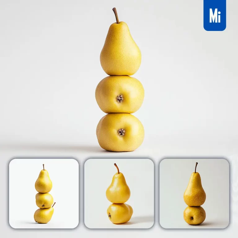 midjourney prompt pear connected fruits stack photography