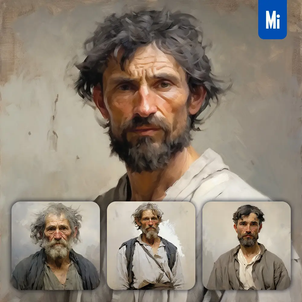 midjourney prompt peasant renaissance medieval primitive portrait oil painting