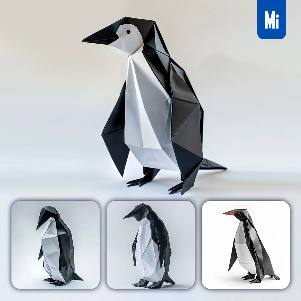 midjourney prompt penguin paper folding origami art