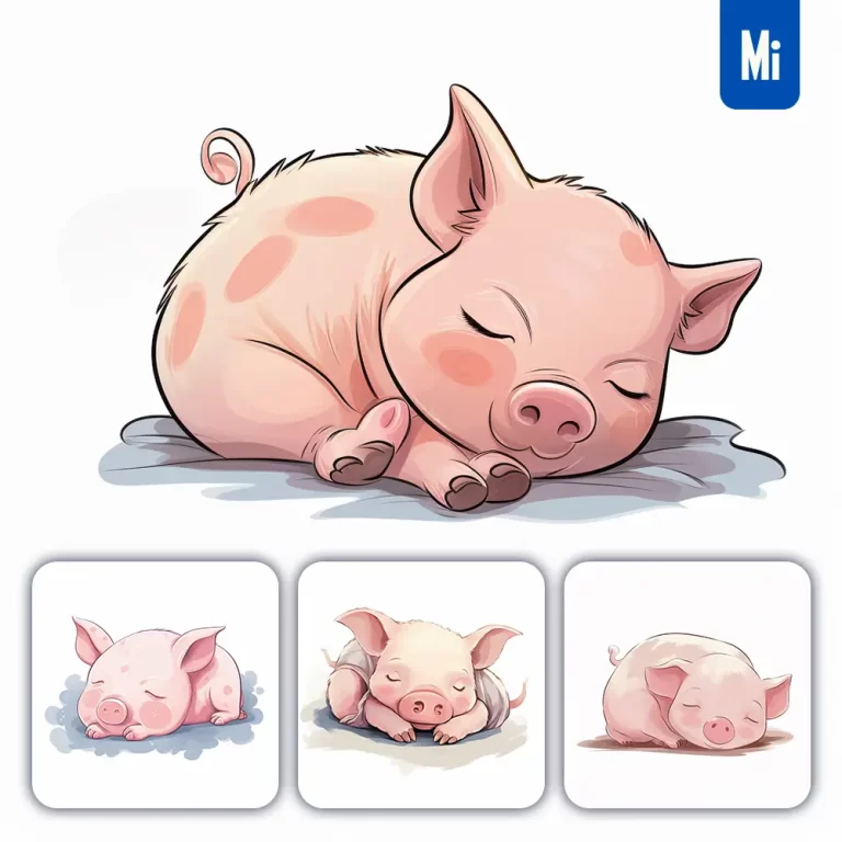 midjourney prompt pig piggy sleeping sleep cartoon illustration drawing