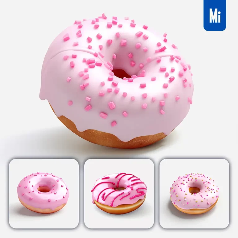 midjourney prompt pink doughnut donut white C4D 3D icon cartoon