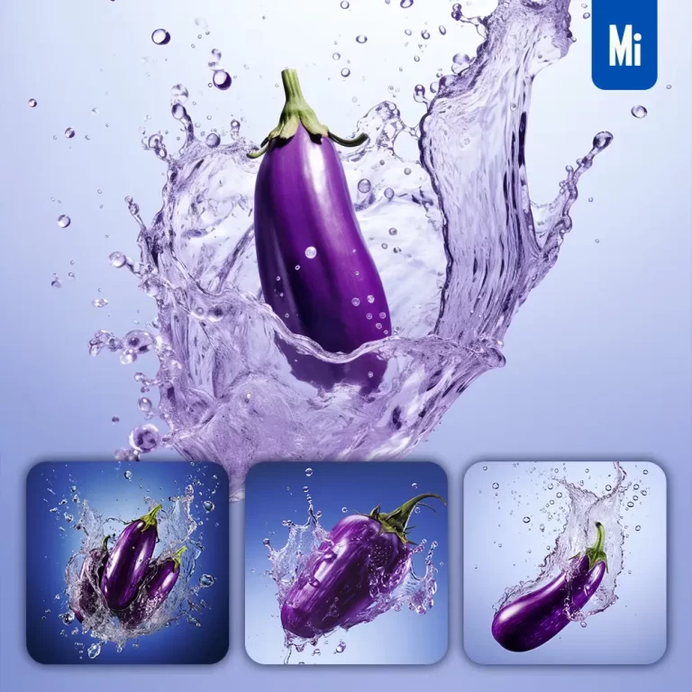 midjourney prompt purple eggplant underwater splash water spray photography