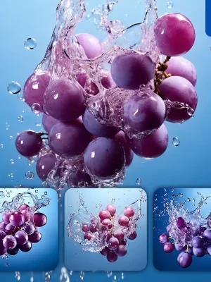 Midjourney Prompt Purple Grapes Underwater Splash Water Spray Photography