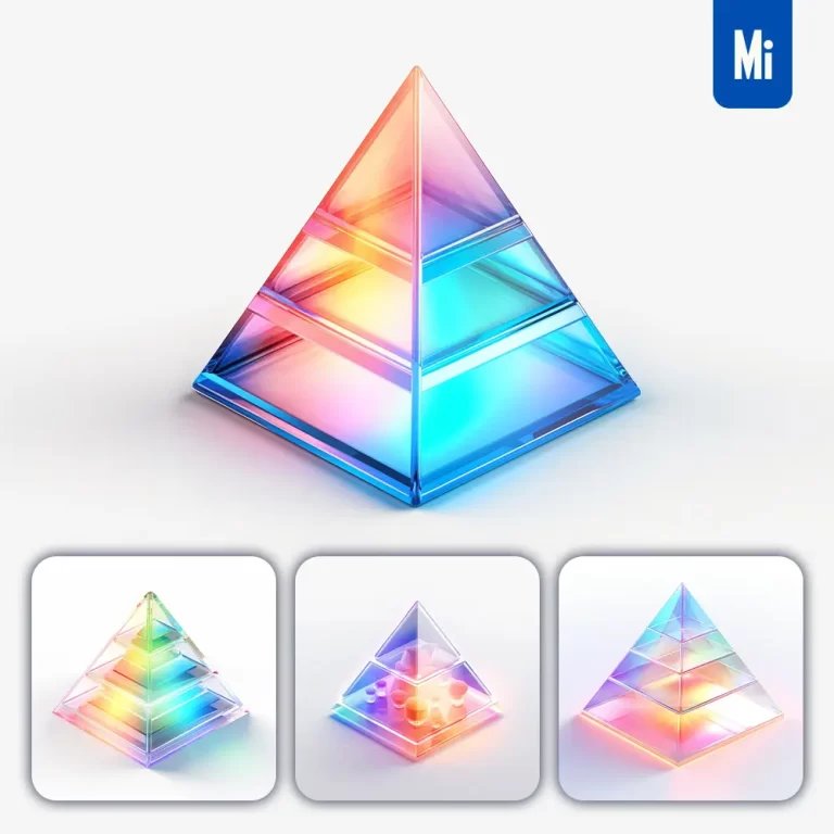 midjourney prompt pyramid icon UI design C4D glass 3D model