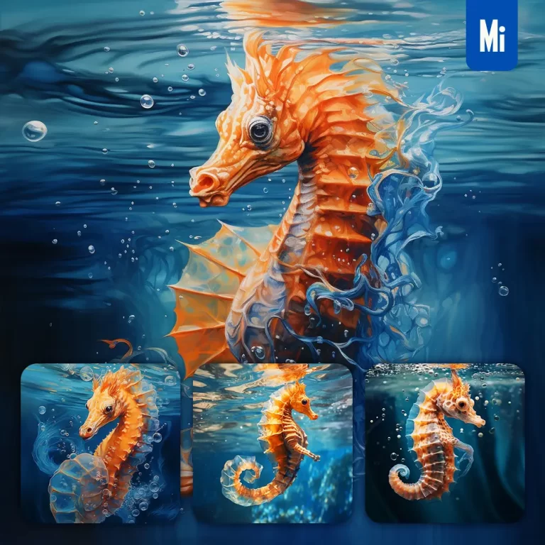 midjourney prompt seahorse ocean swimming underwater sea face oil painting