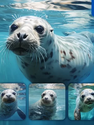 Midjourney Prompt Seal Ocean Swimming Underwater Sea Face Oil Painting