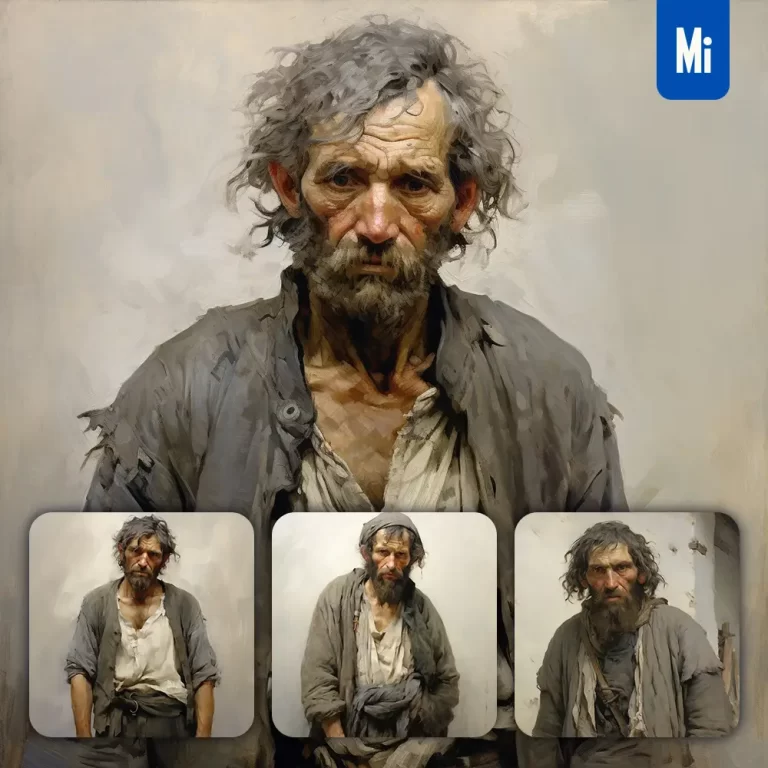 midjourney prompt serf poor renaissance medieval primitive portrait oil painting