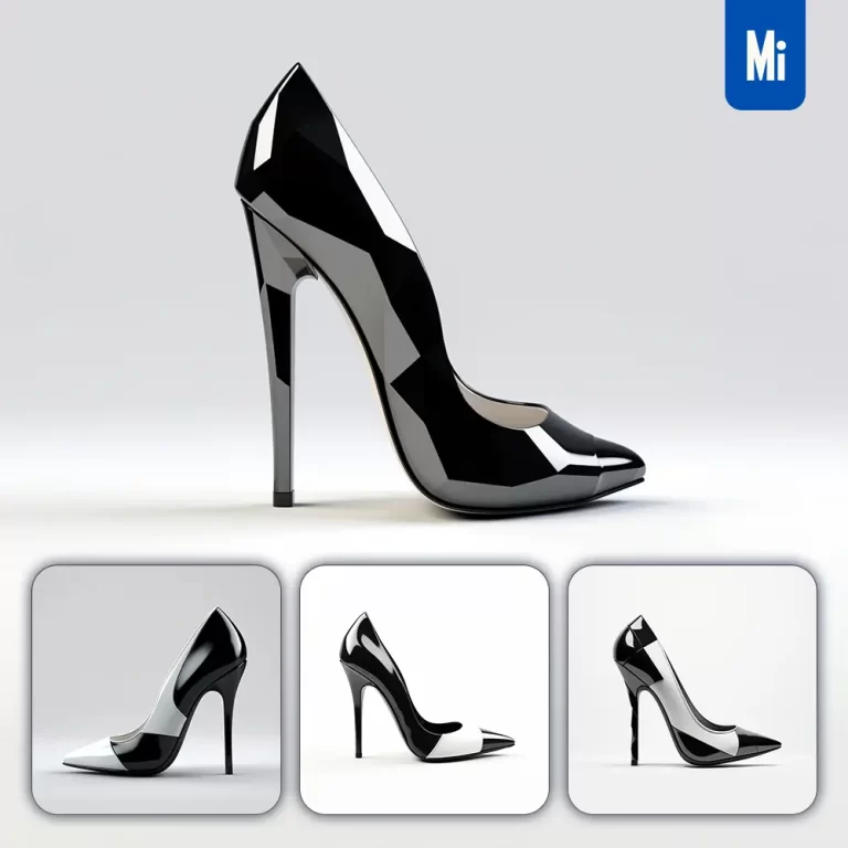 midjourney prompt shoes high heels white black C4D 3D icon cartoon