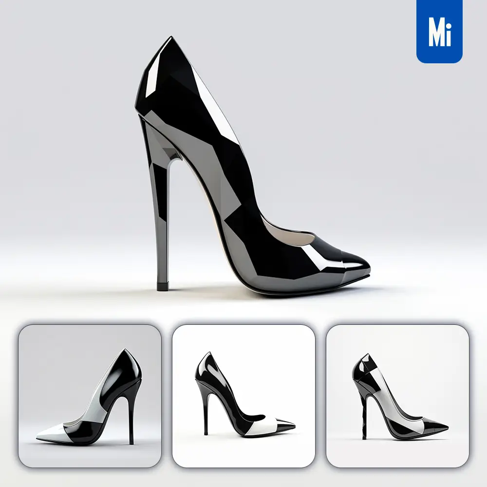 midjourney prompt shoes high heels white black C4D 3D icon cartoon