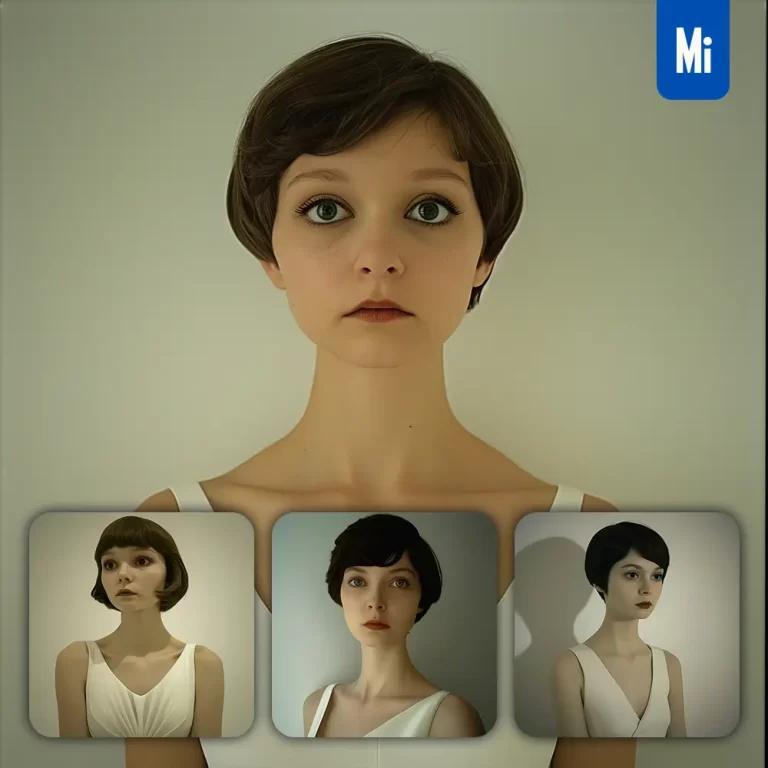 midjourney prompt short hair grotesque exaggerated dress woman girl lady face portrait animation cartoon painting