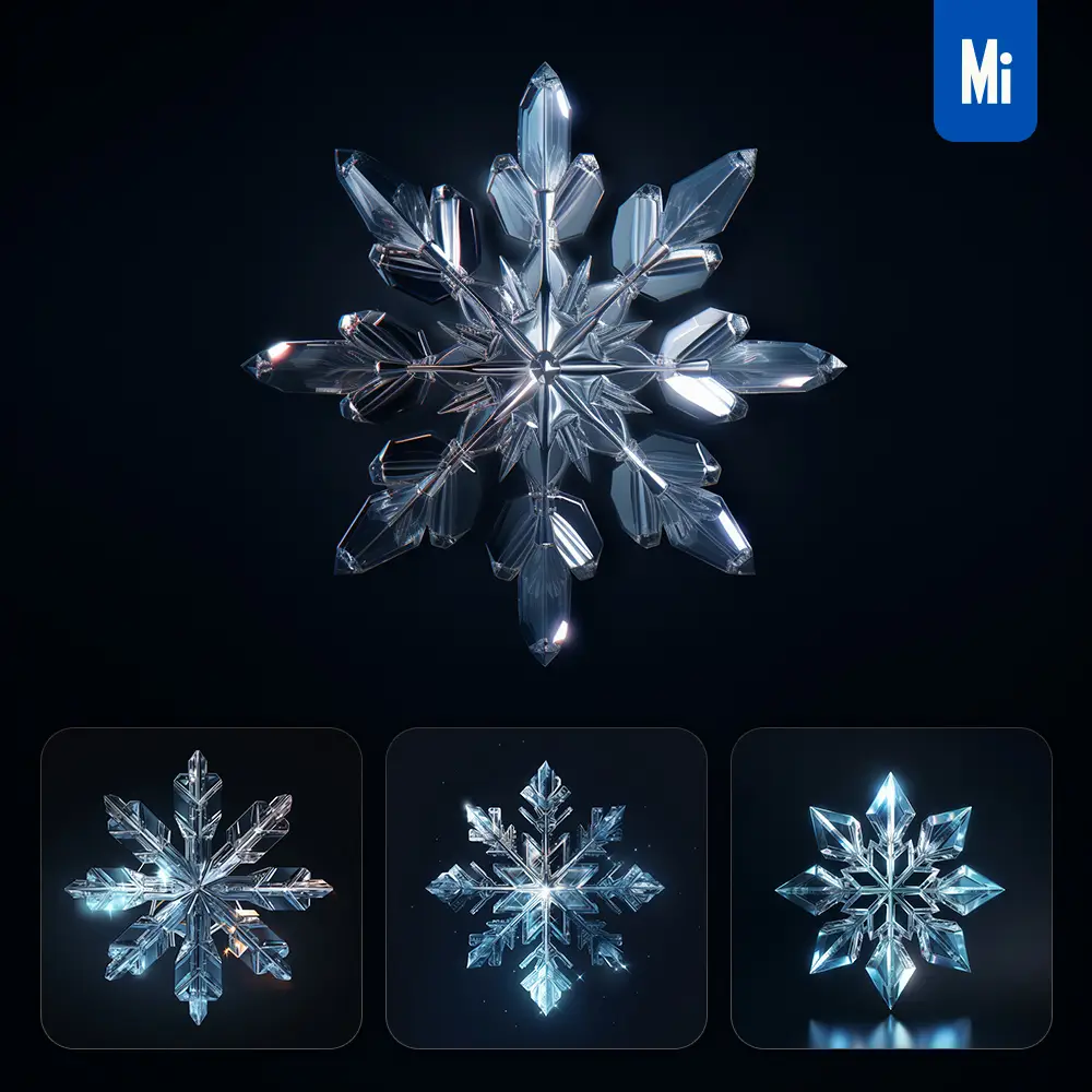 Midjourney Prompt Snow Snowflake Glass Crystal 3d Transparent