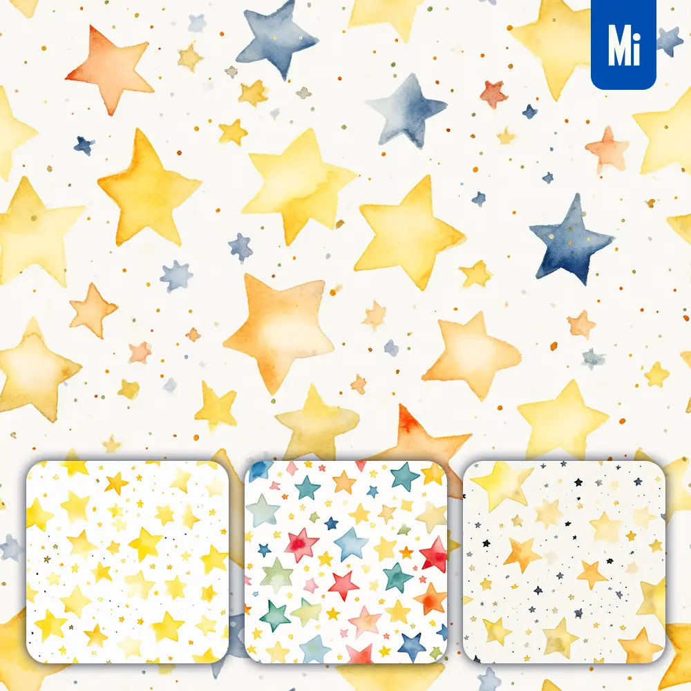 Midjourney Prompt Star Cute Painting Watercolor Ink Drawing Pattern