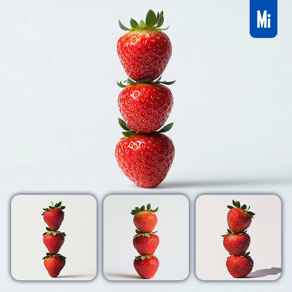 Midjourney Prompt Strawberry Connected Fruits Stack Photography
