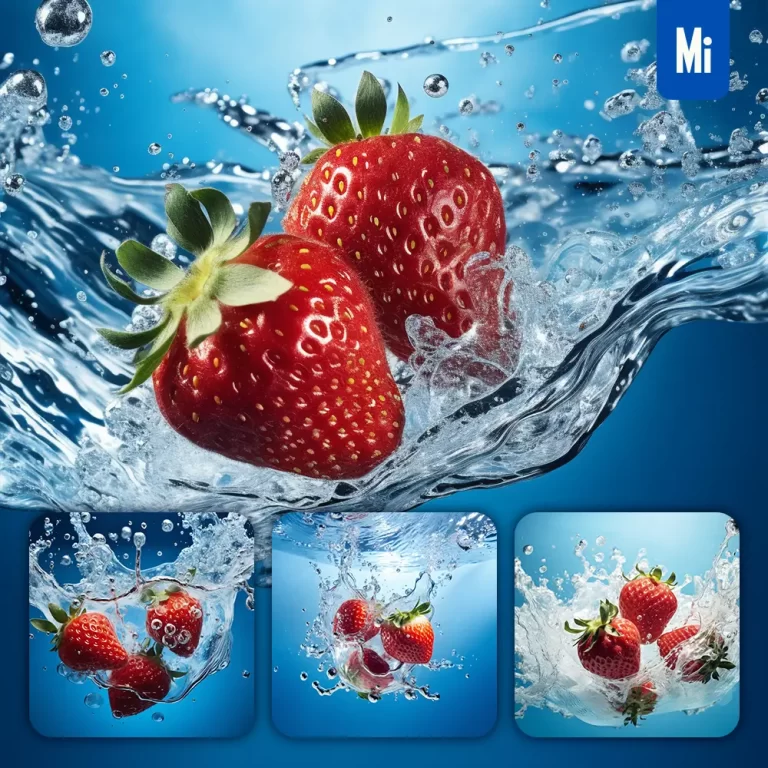 midjourney prompt strawberry underwater splash water spray photography