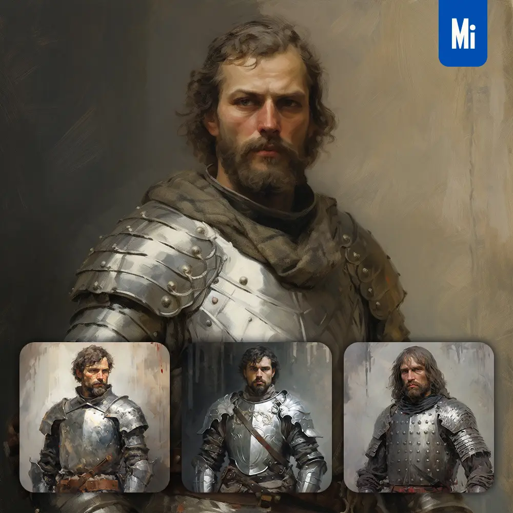 midjourney prompt templar knight armor renaissance medieval primitive portrait oil painting