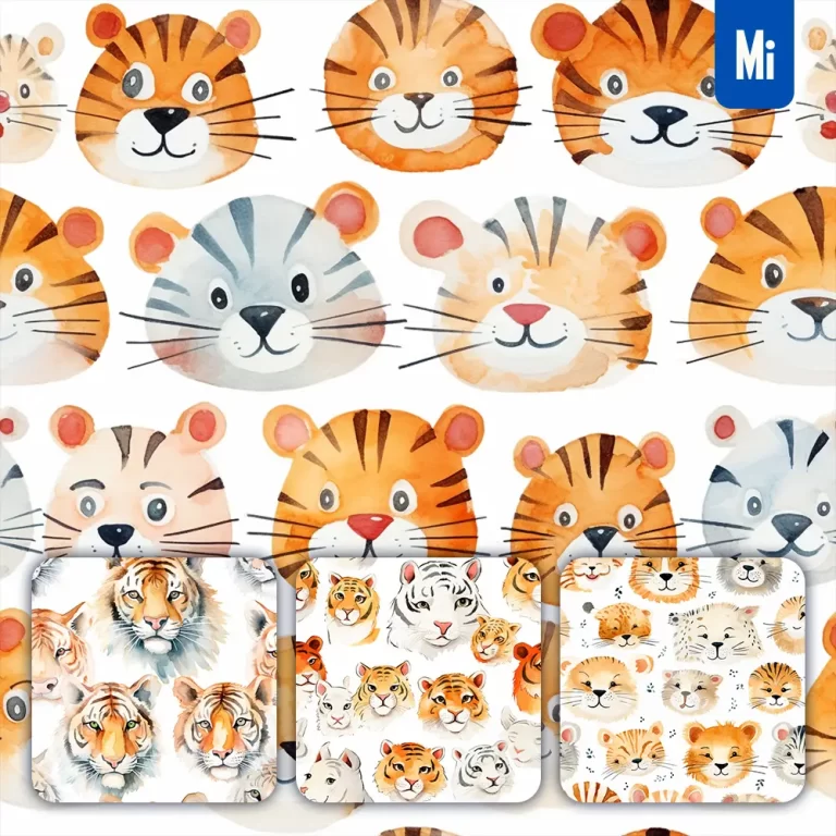 midjourney prompt tiger cute painting watercolor ink drawing pattern