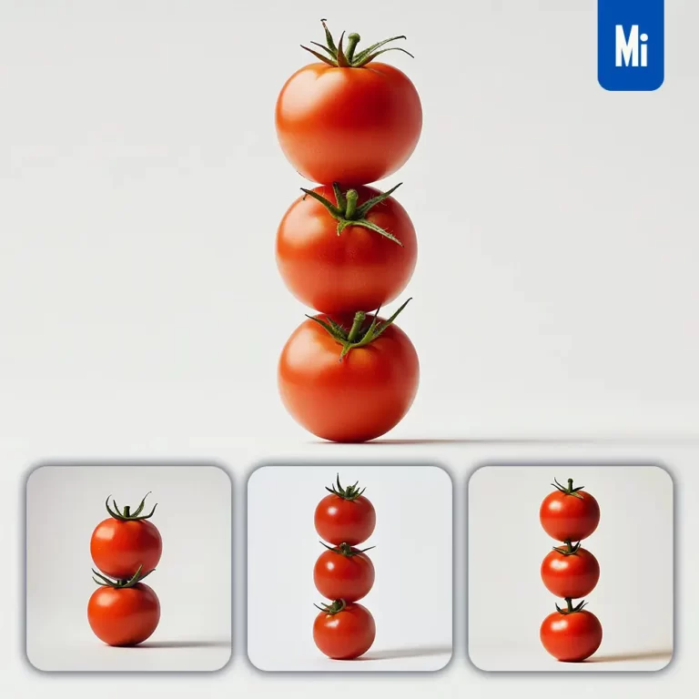 midjourney prompt tomato connected vegetables stack photography