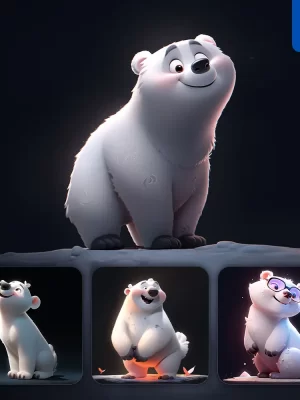 Midjourney Prompt White Polar Bear Cute 3d Cartoon Ip Character C4d Animation