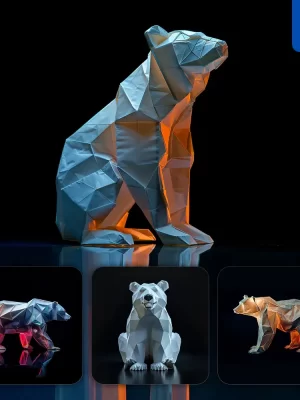 Midjourney Prompt White Polar Bear Paper Folding Origami Art