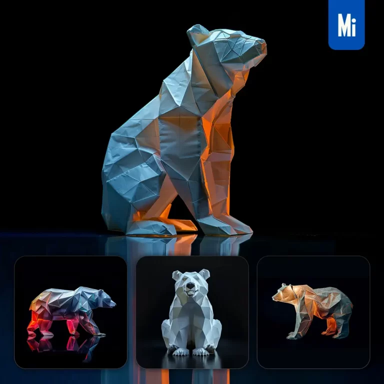 midjourney prompt white polar bear paper folding origami art