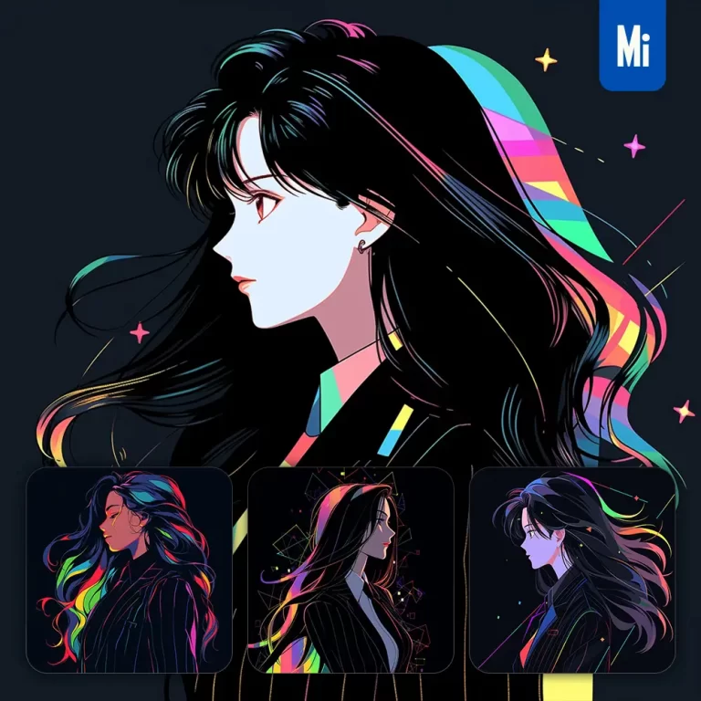 midjourney prompt woman executive politician side lady lawyer girl cartoon Japanese animation portrait vector illustration art colorful