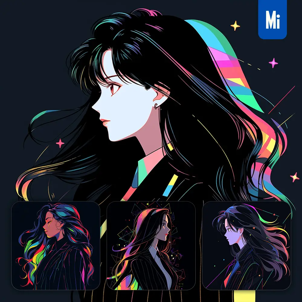 Midjourney Prompt Woman Executive Politician Side Lady Lawyer Girl Cartoon Japanese Animation Portrait Vector Illustration Art Colorful