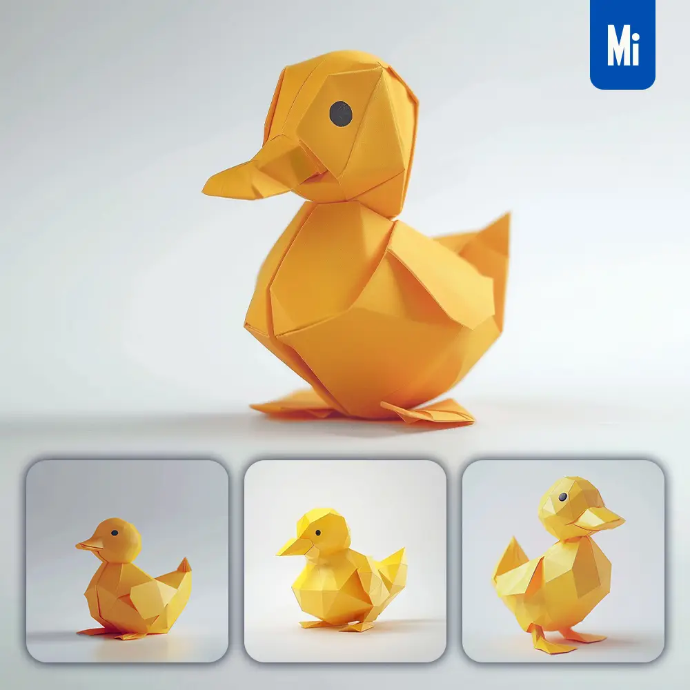 midjourney prompt yellow duck paper folding origami art