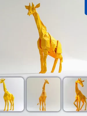 Midjourney Prompt Yellow Giraffe Paper Folding Origami Art