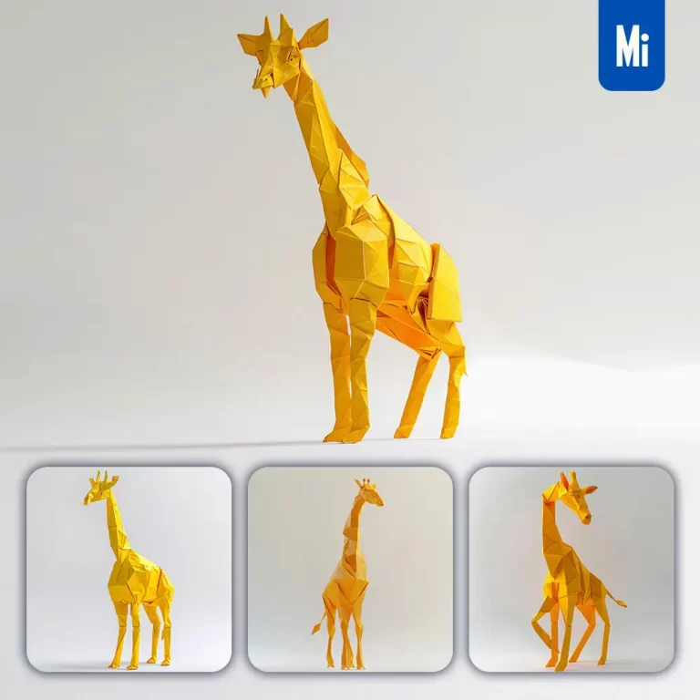 midjourney prompt yellow giraffe paper folding origami art