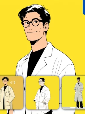 Midjourney Prompt Yellow Man Sir Dentist Doctor Coat Animation Character Portrait Cartoon Illustration