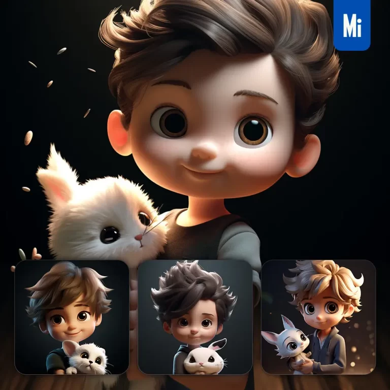 midjourney prompt boy bunny kids children 3D lovely cute doll blind box