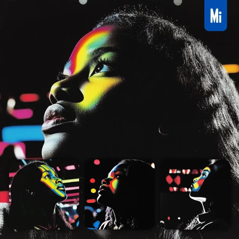 midjourney prompt African woman face head look up woodcut print woodblock